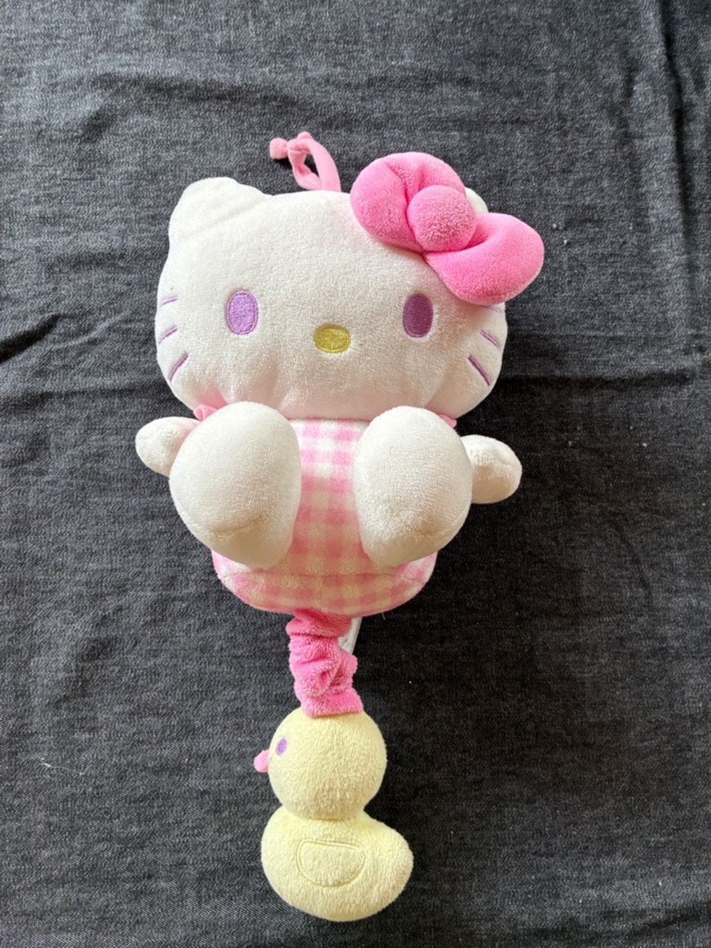 Hello Kitty Pink Plush Pull Toy with Yellow Duck